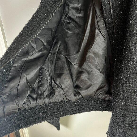 Joie Womens Glitters Full Zip Bomber Boucle Knit Jacket MEDIUM Black - Picture 6 of 12